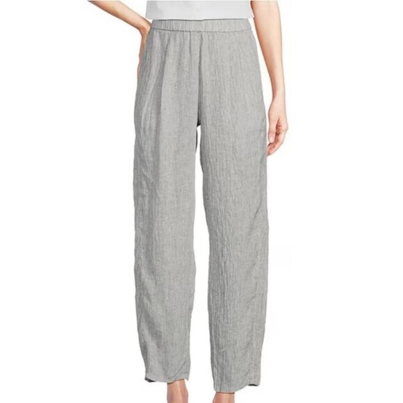 Eileen Fisher Hemp Organic Cotton Linen Grid Ankle Pants - Picture 8 of 8